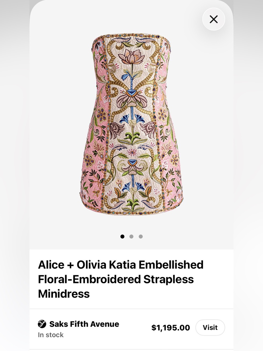 NWT Alice + Olivia Katia Embellished Jacquard Mini Dress Size 10 $1195